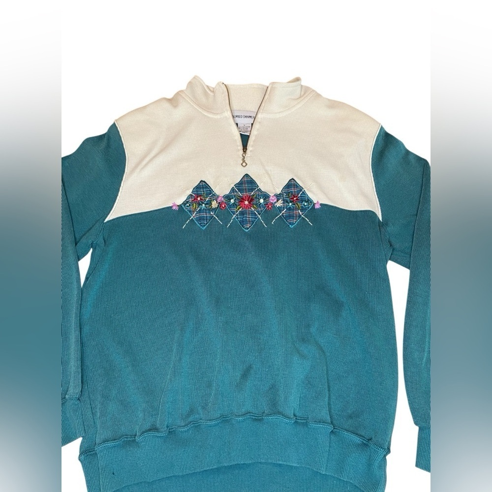 Vintage Alfred Dunner Sweater Women’s L Floral Grandma Collar Cottagecore 90s - Picture 2 of 5